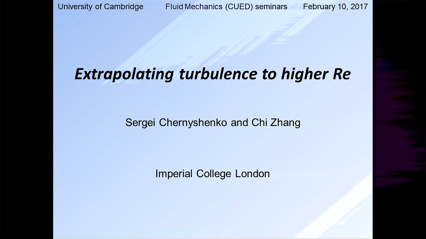'Extrapolating turbulence to higher Re' by Sergei Chernyshenko (ICL)'s image