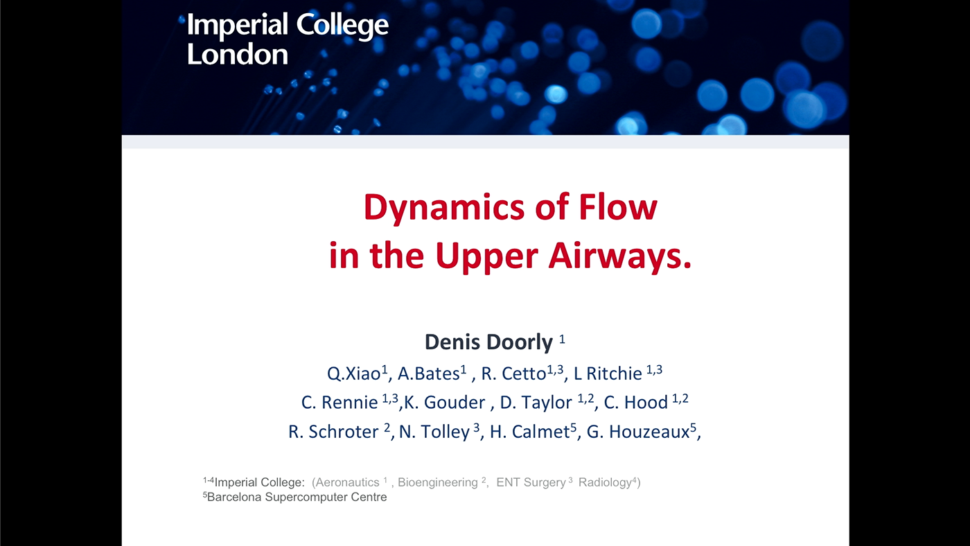 'Fluid Mechanics of Flow in the Upper Airways' by Denis Doorly (ICL)'s image