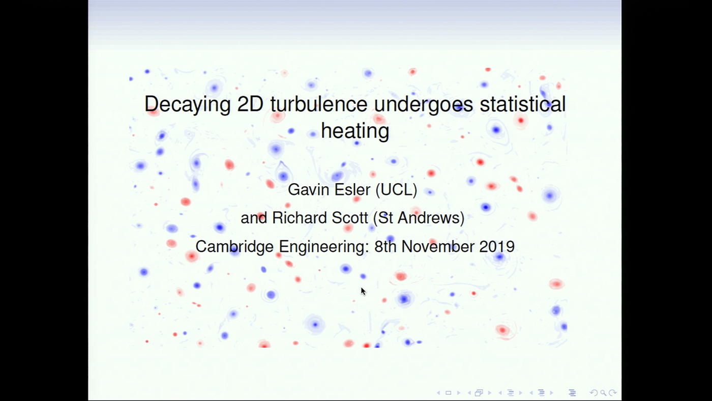 'Decaying two-dimensional turbulence undergoes statistical heating' by Gavin Esler (UCL)'s image