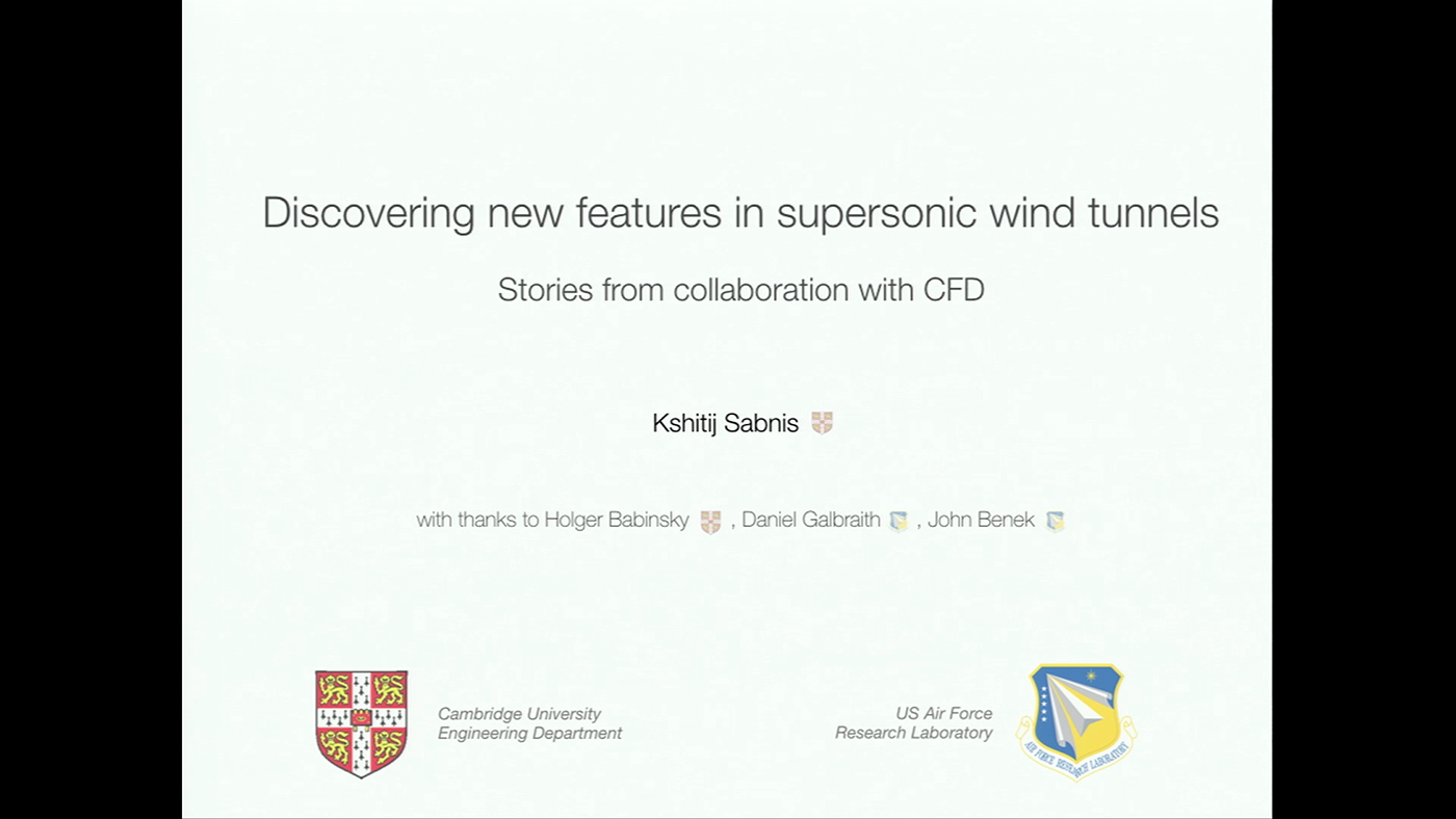 'Discovering new features in supersonic wind tunnels: Stories from collaboration with CFD' by Kshitij Sabnis (Cambridge)'s image