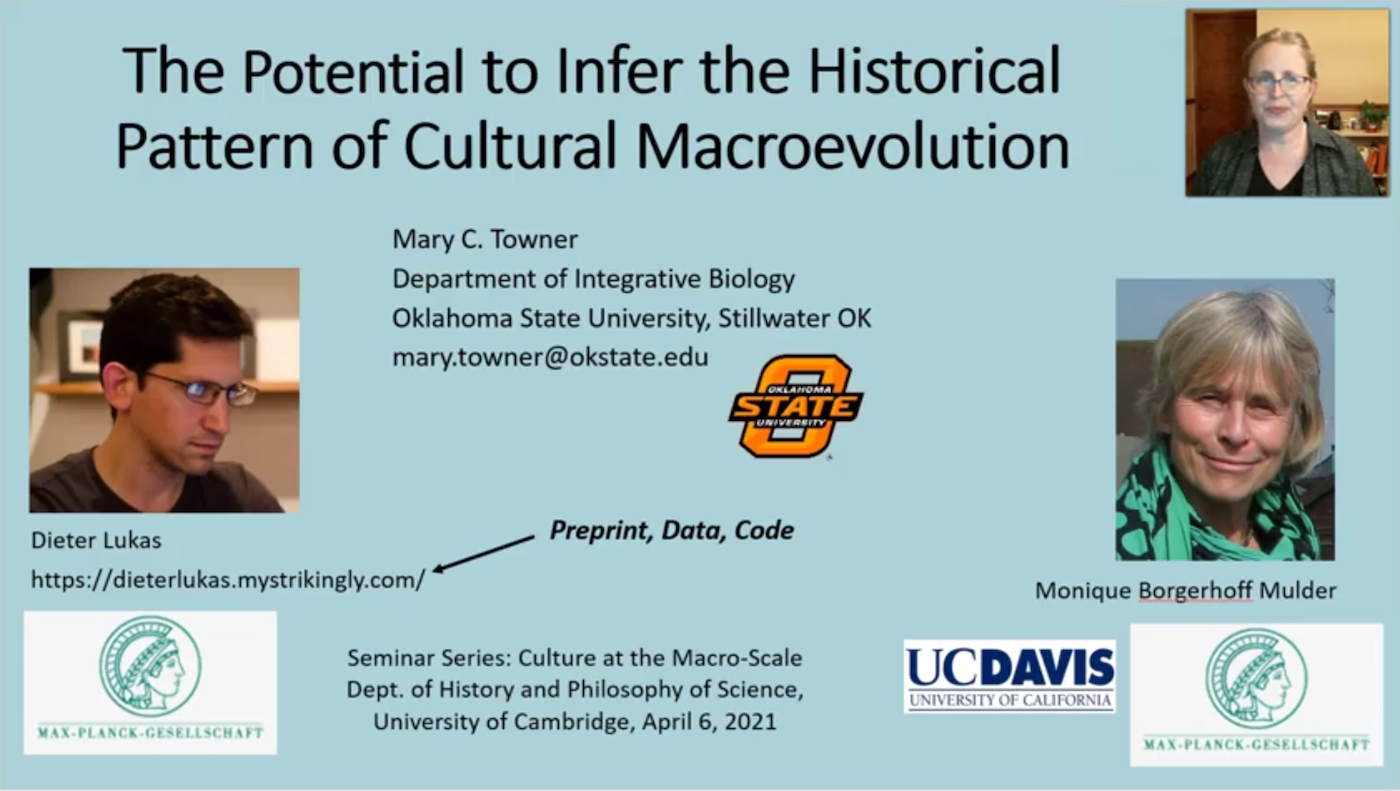 Prof Mary Towner - "The Potential to Infer the Historical Pattern of Cultural Macroevolution"'s image