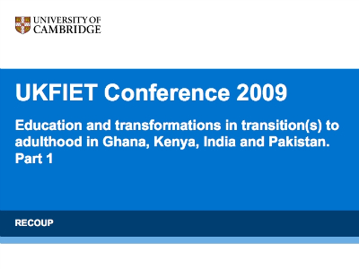 Education and Transformation in transitions(s) to adulthood in Ghana, Kenya, India and Pakistan | Part 1 - Roger Jeffery, University of Edinburgh's image